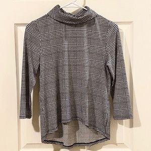 The Limited Glen Plaid Cowl Neck High Low Top NWT